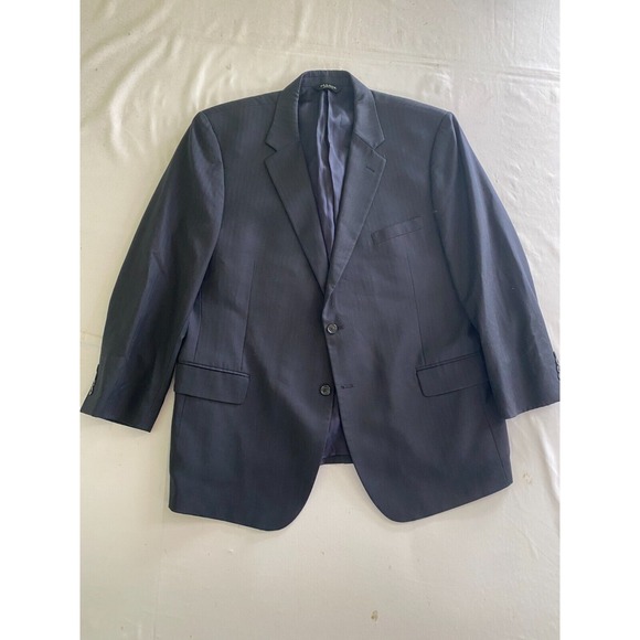 Jos A Bank 50R Navy Blue‎ Herringbone 100% Wool Blazer Suit Jacket Sport Coat
